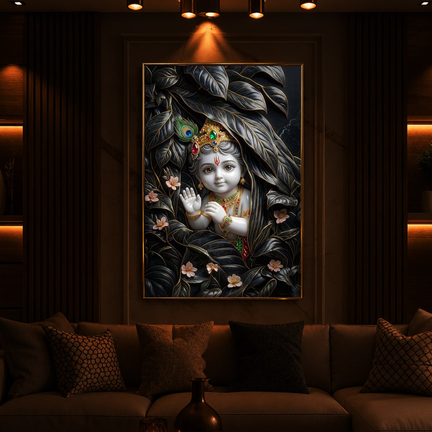 Baby Krishna Modern Luxury Backlight Vertical Wall Art