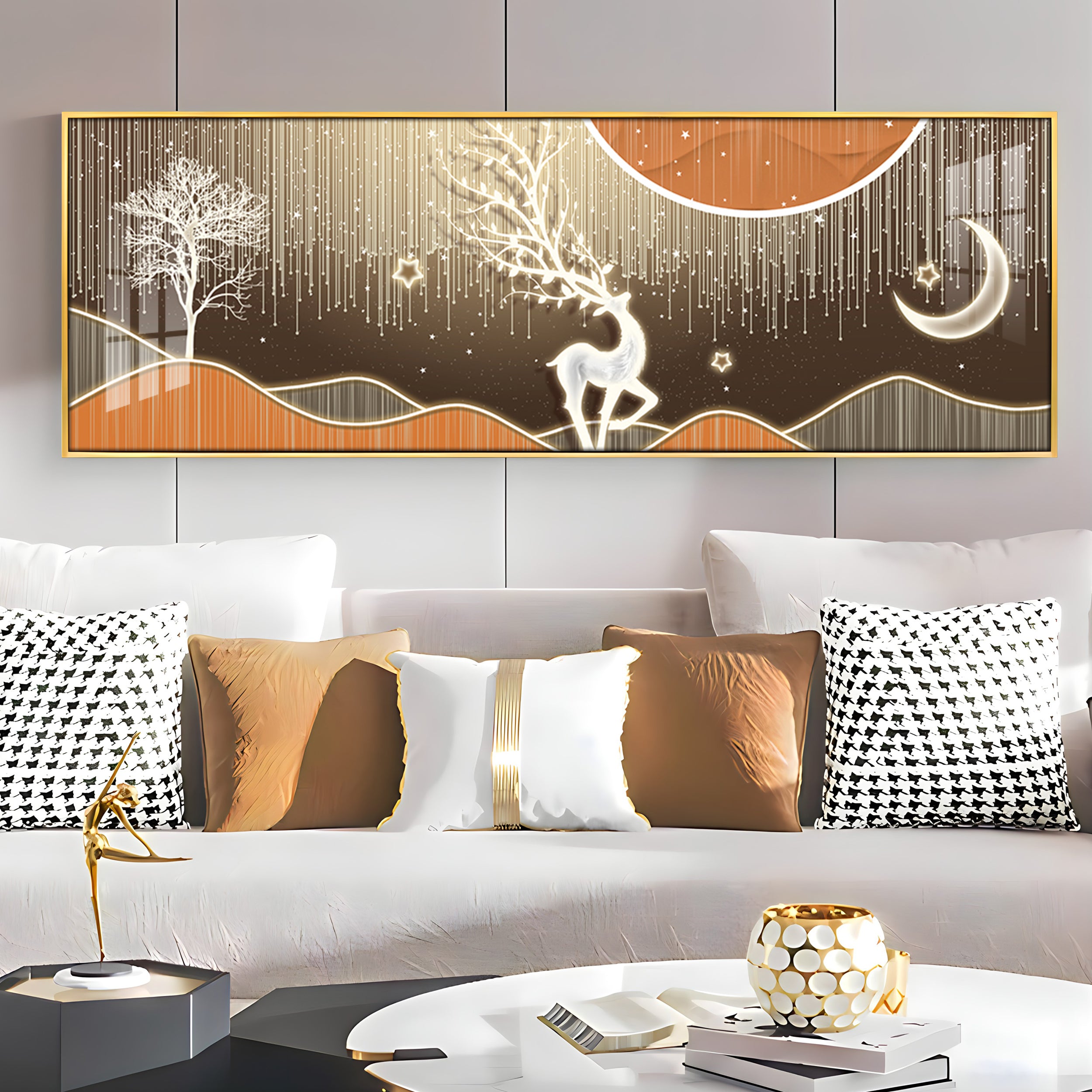 Deer In Serene Snowy Sentinel Premium Acrylic Horizontal Wall Art