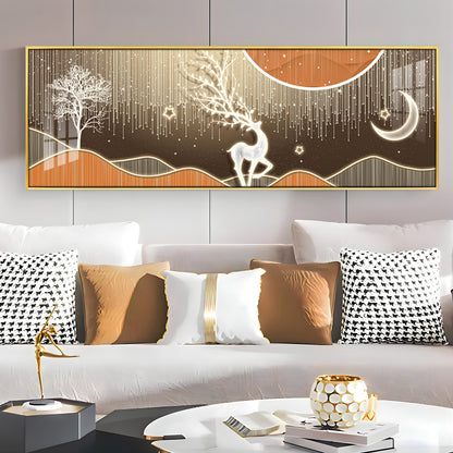 Deer In Serene Snowy Sentinel Premium Acrylic Horizontal Wall Art