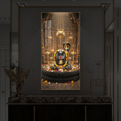 Om Namah Shivayah Modern Luxury Backlight Vertical Wall Art