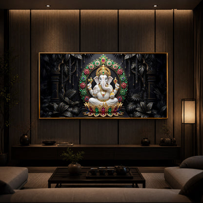 Depicts Lord Ganesha Modern Luxury Backlight Horizontal Wall Art