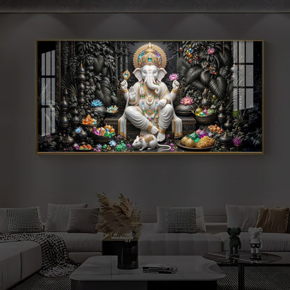 Divine Lord Ganesha Modern Luxury Backlight Horizontal Wall Art
