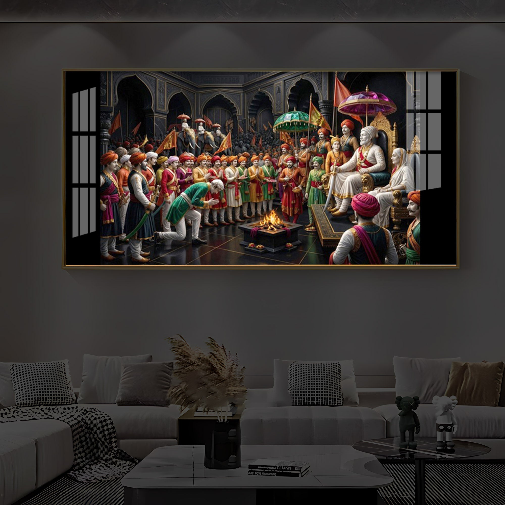 Chhatrapati Shivaji Maharaj Raj Darbar Modern Luxury Backlight Horizontal Wall Art