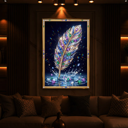 Colorful Feather Modern Luxury Backlight Vertical Wall Art