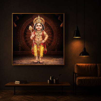 Divine Lord Murugan Modern Luxury Backlight Square Wall Art