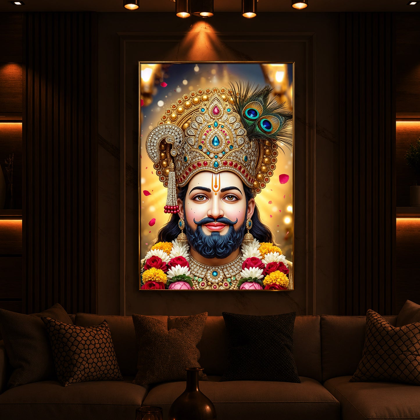Jai Shri Shyam Modern Luxury Backlight Vertical Wall Art