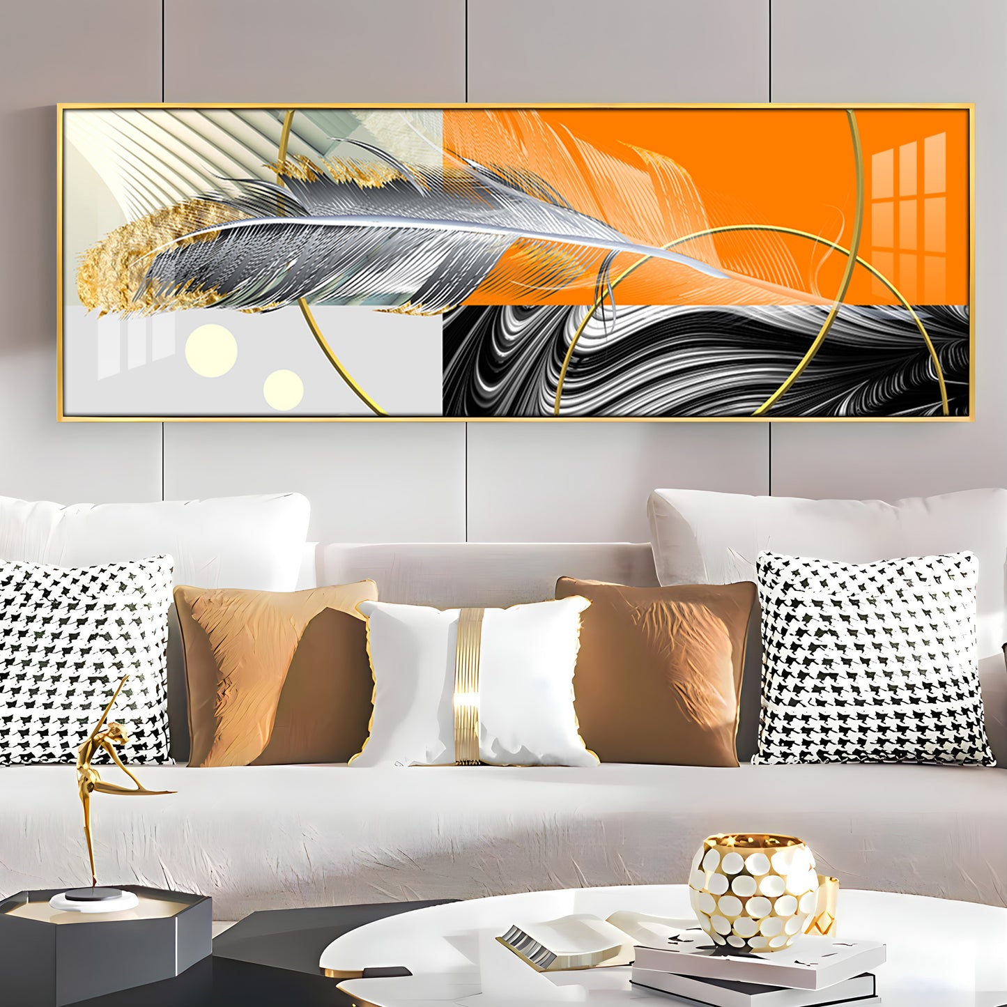 Feather Glow Delight Premium Acrylic Horizontal Wall Art