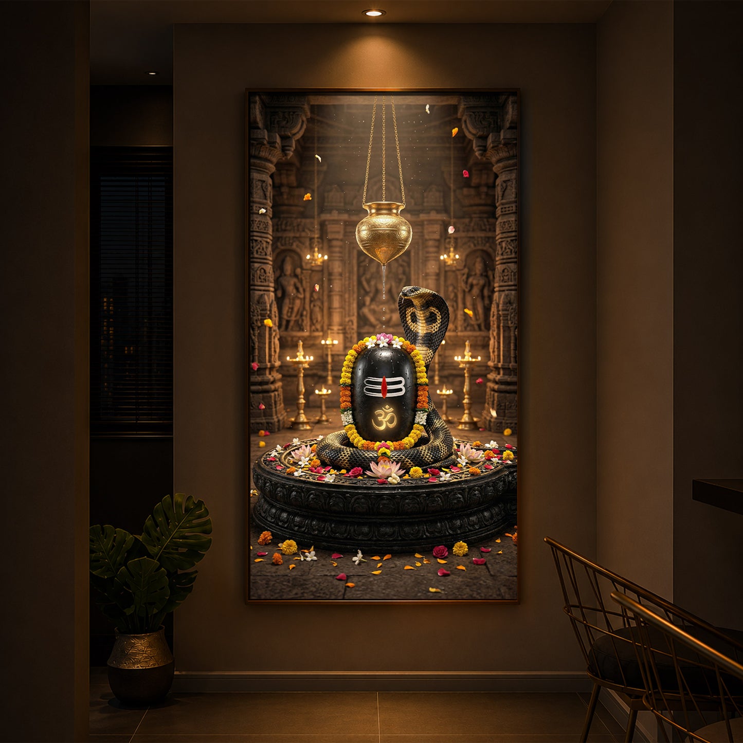 Om Namah Shivayah Modern Luxury Backlight Vertical Wall Art