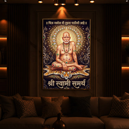 Shree Swami Samarth Modern Luxury Backlight Vertical Wall Art