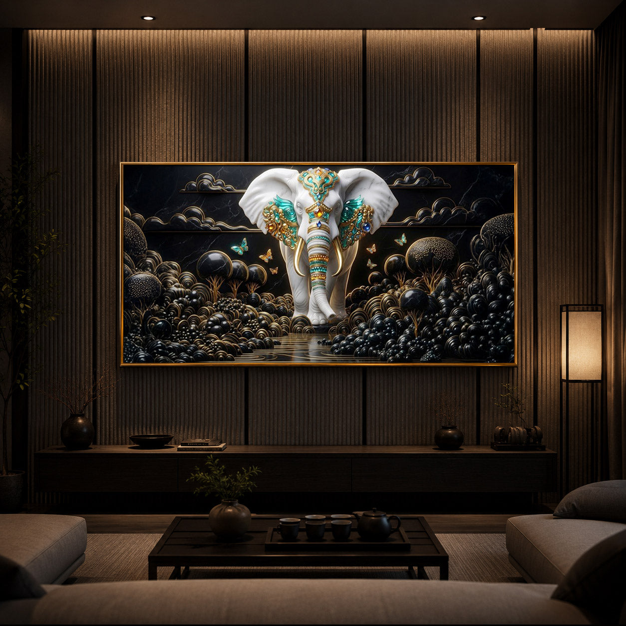 Majestic Elephant Modern Luxury Backlight Horizontal Wall Art