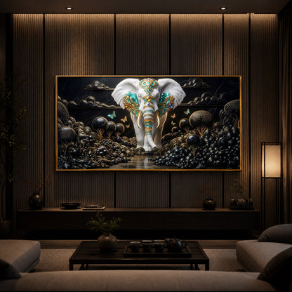 Majestic Elephant Modern Luxury Backlight Horizontal Wall Art