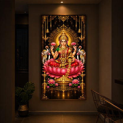 Goddess Lakshmi Modern Luxury Backlight Vertical Wall Art