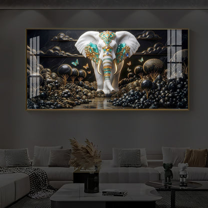 Majestic Elephant Modern Luxury Backlight Horizontal Wall Art
