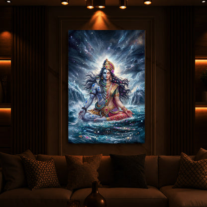 Ardhanarishvara Modern Luxury Backlight Vertical Wall Art