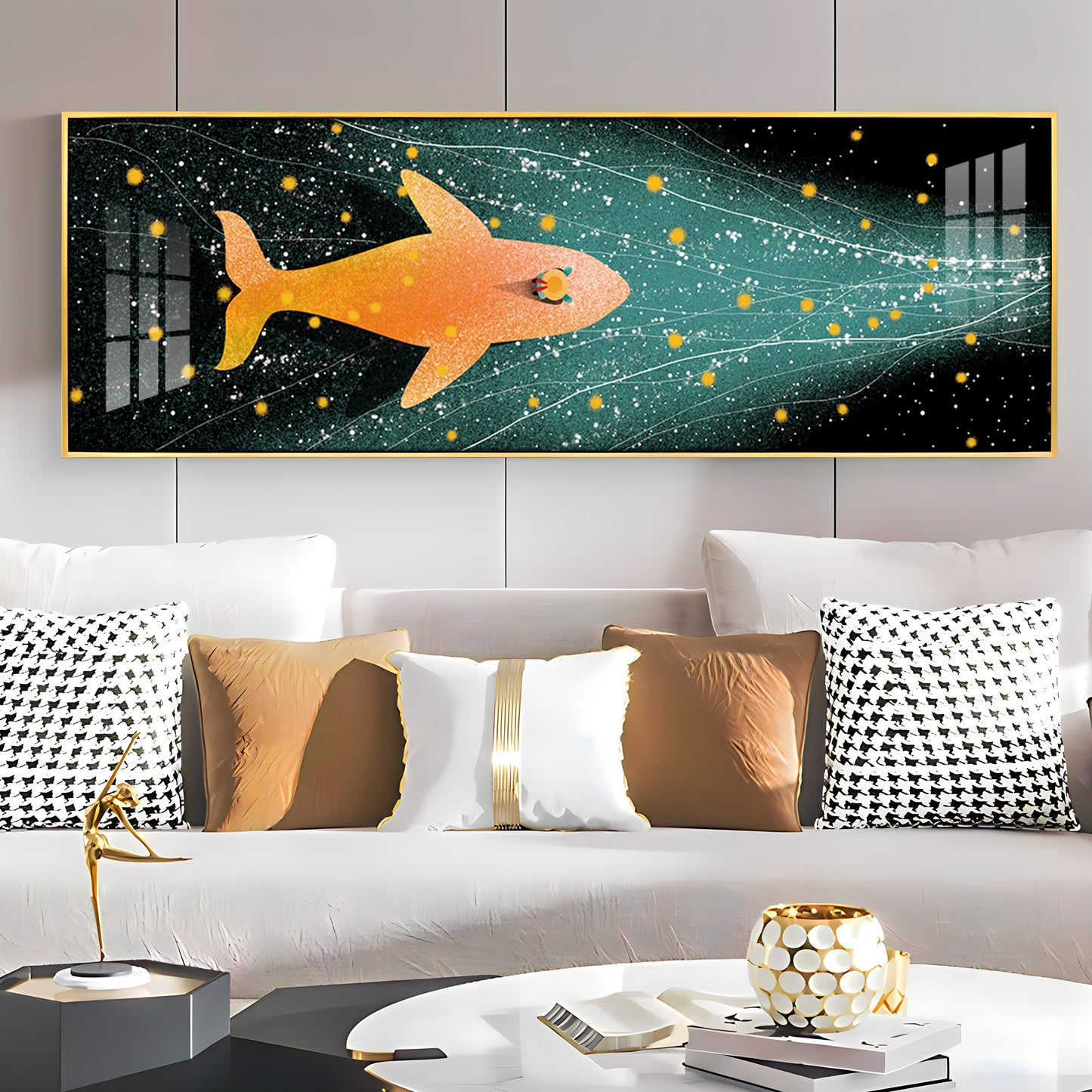 Stellar Swim Of Fish Premium Acrylic Horizontal Wall Art