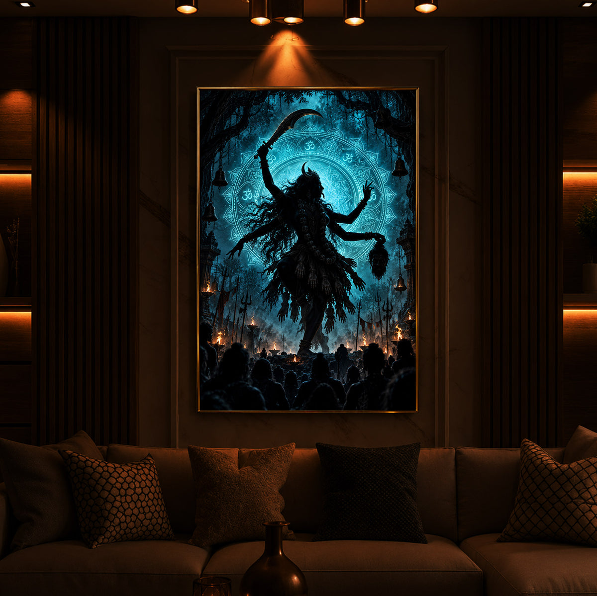 Maa Mahakali Modern Luxury Backlight Vertical Wall Art