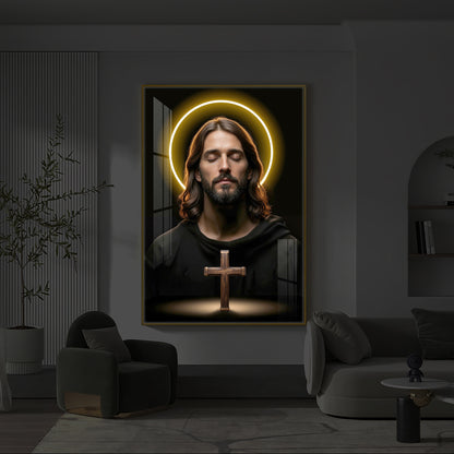 God Jesus Modern Luxury Backlight Vertical Wall Art