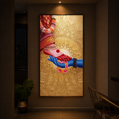 Shiv Shakti Modern Luxury Backlight Vertical Wall Art
