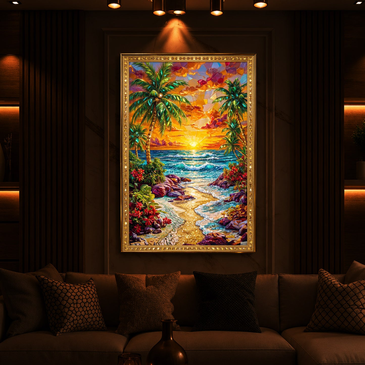 Coastal Bliss Modern Luxury Backlight Vertical Wall Art