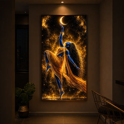 Divine Maa Kalaratri Modern Luxury Backlight Vertical Wall Art