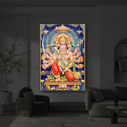 Panchamukhi Hanuman Ji Modern Luxury Backlight Vertical Wall Art