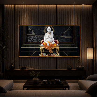 Swami Samarth Maharaj Modern Luxury Backlight Horizontal Wall Art