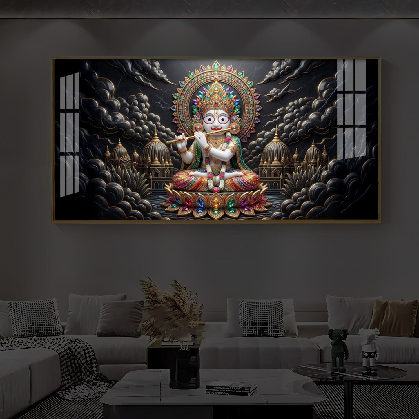Lord Jagannath Modern Luxury Backlight Horizontal Wall Art