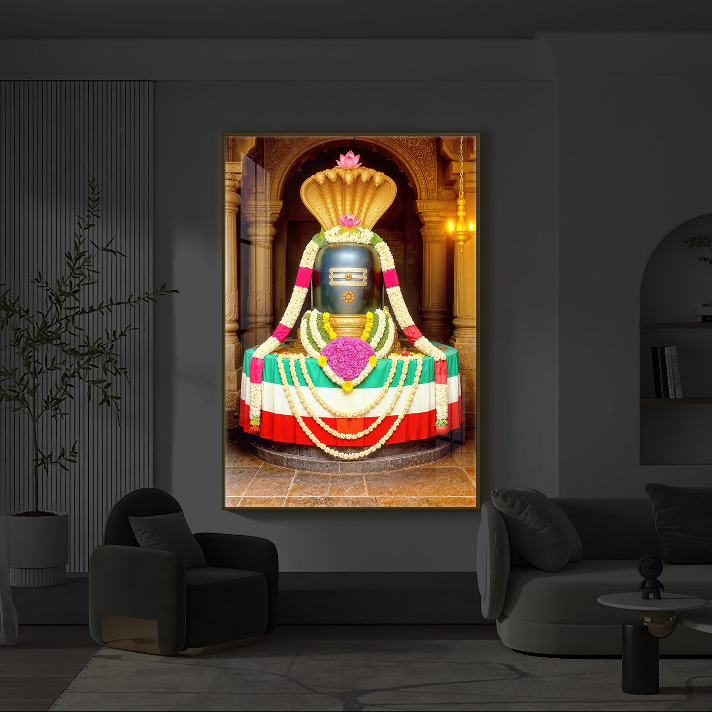 Om Namaha Shivaya Modern Luxury Backlight Vertical Wall Art