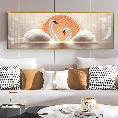 Two White Mute Swans Premium Acrylic Horizontal Wall Art