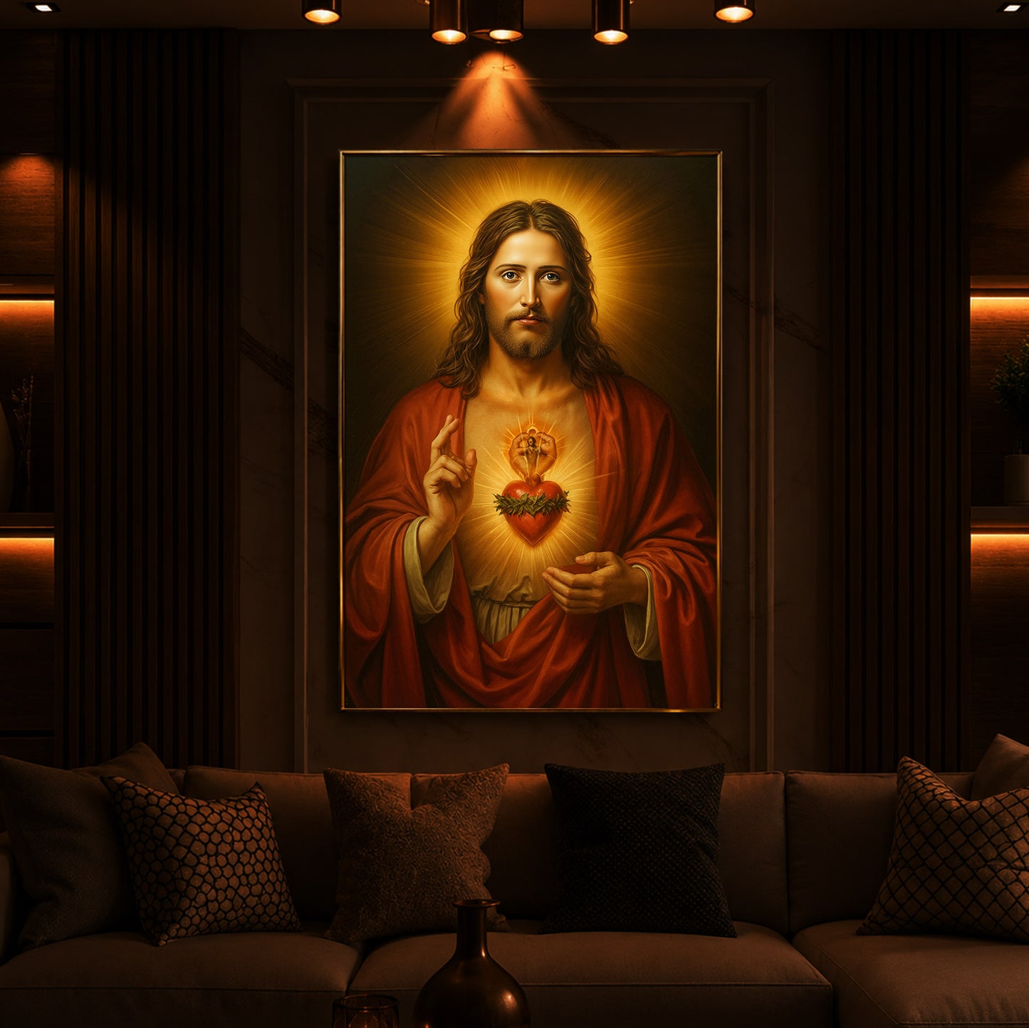 Heart Of Jesus Modern Luxury Backlight Vertical Wall Art