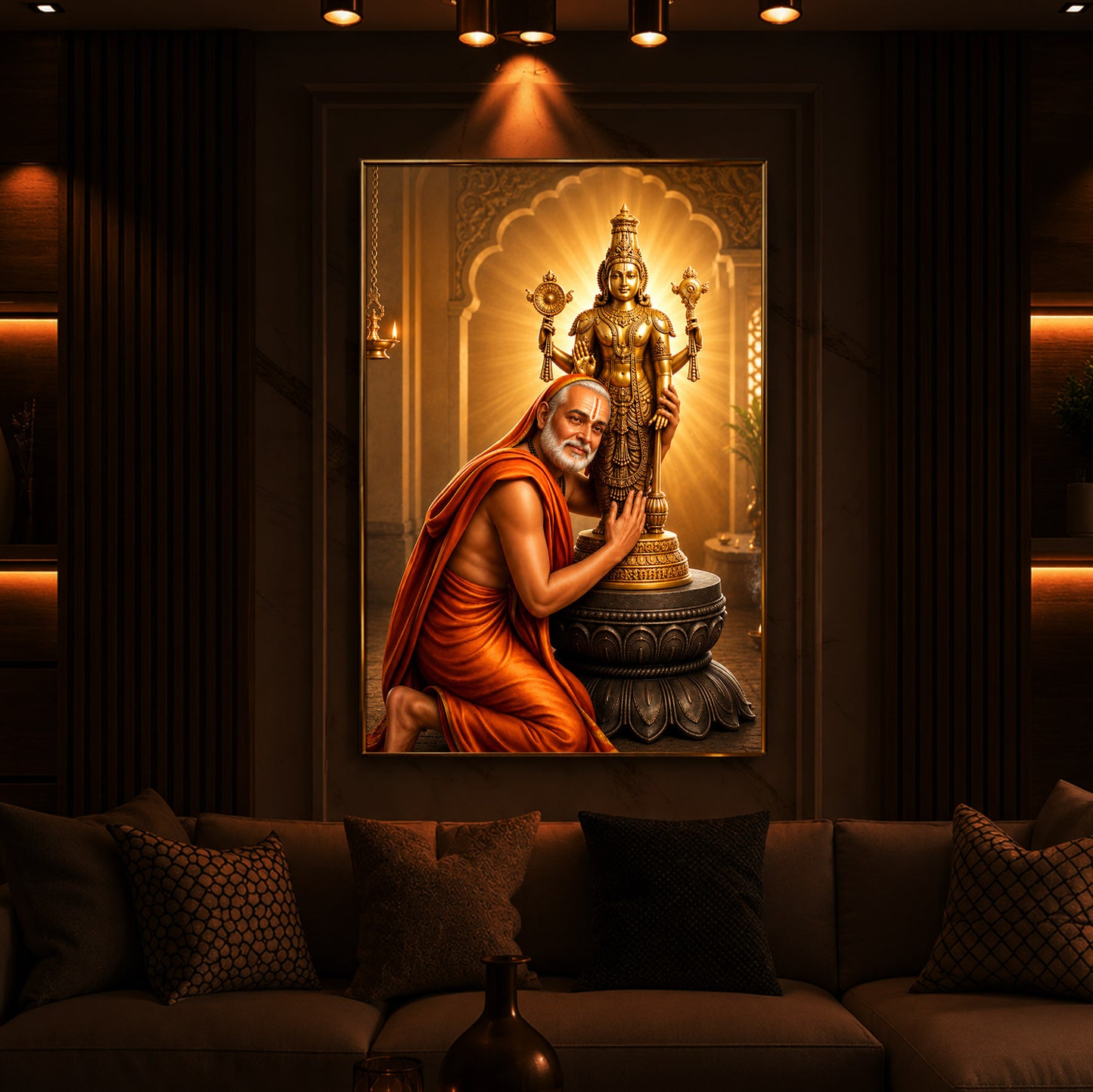 Guru Rayaru Modern Luxury Backlight Vertical Wall Art
