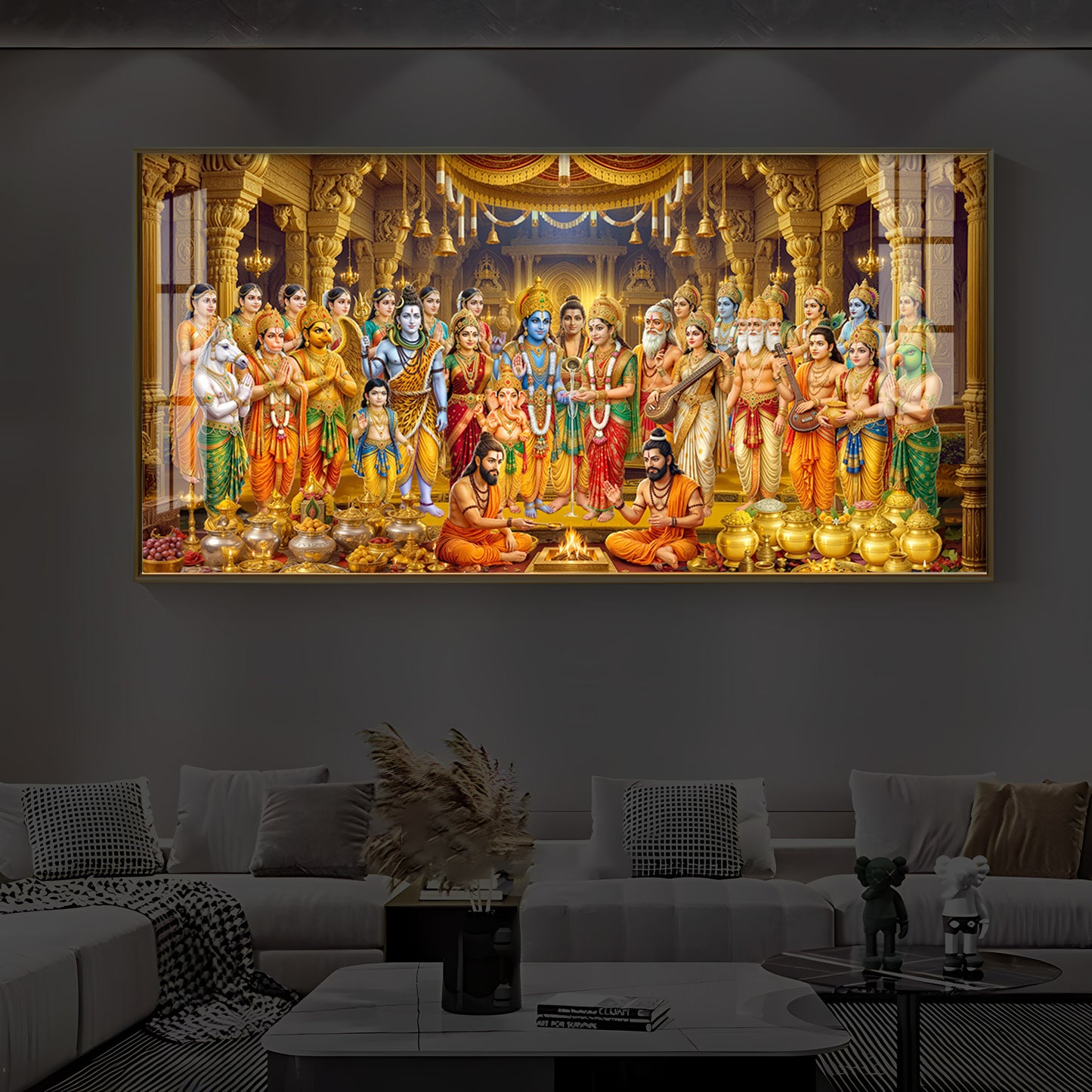 Srinivasa Kalyanam Modern Luxury Backlight Horizontal Wall Art
