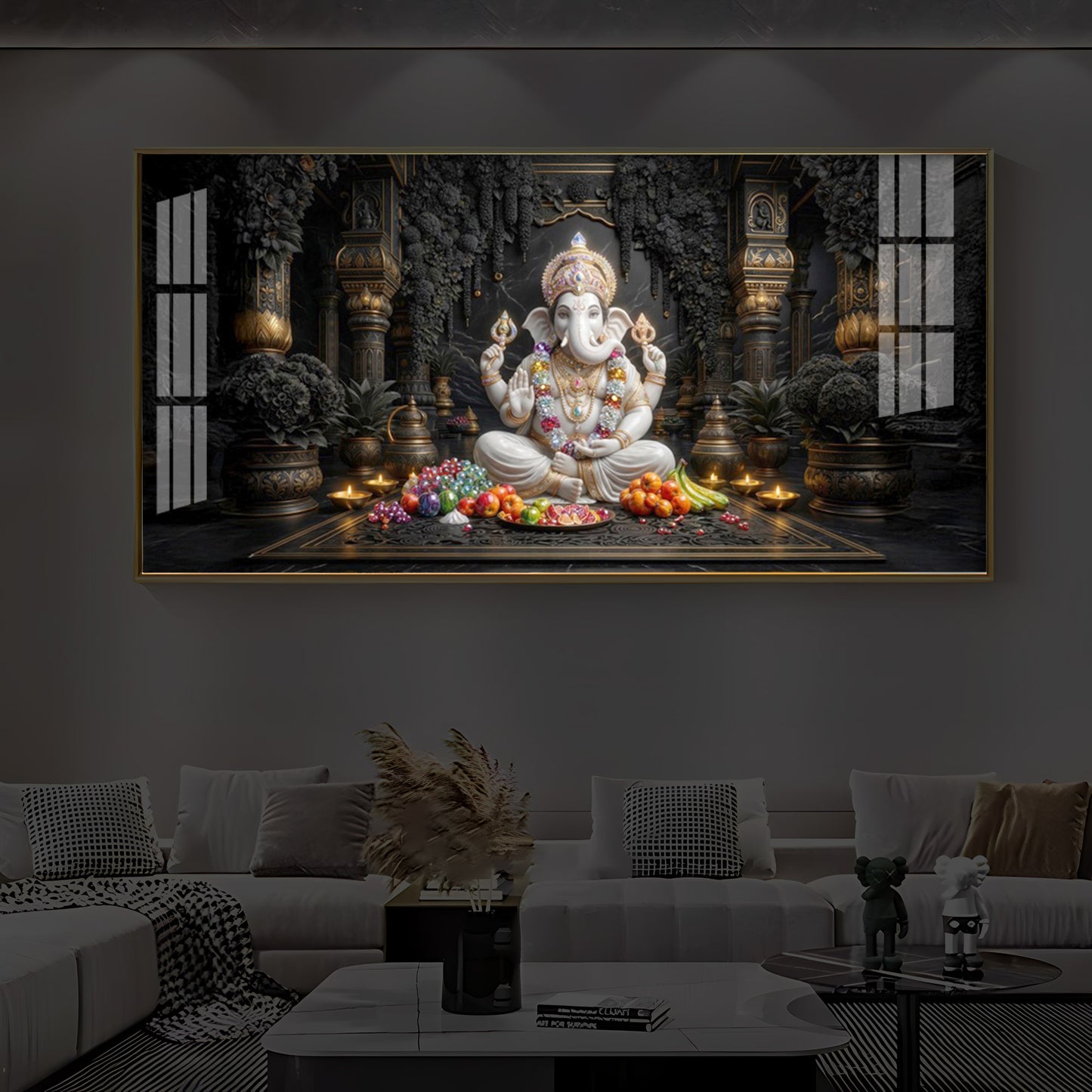 Lord Ganesha Modern Luxury Backlight Horizontal Wall Art