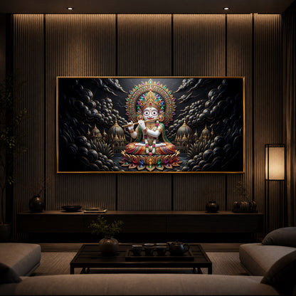 Lord Jagannath Modern Luxury Backlight Horizontal Wall Art