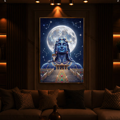 Divine Mahadev Modern Luxury Backlight Vertical Wall Art