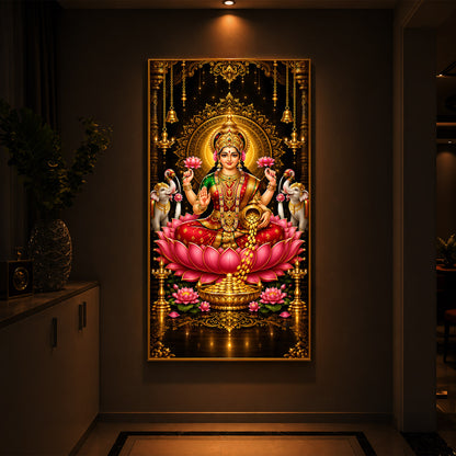 Goddess Lakshmi Modern Luxury Backlight Vertical Wall Art