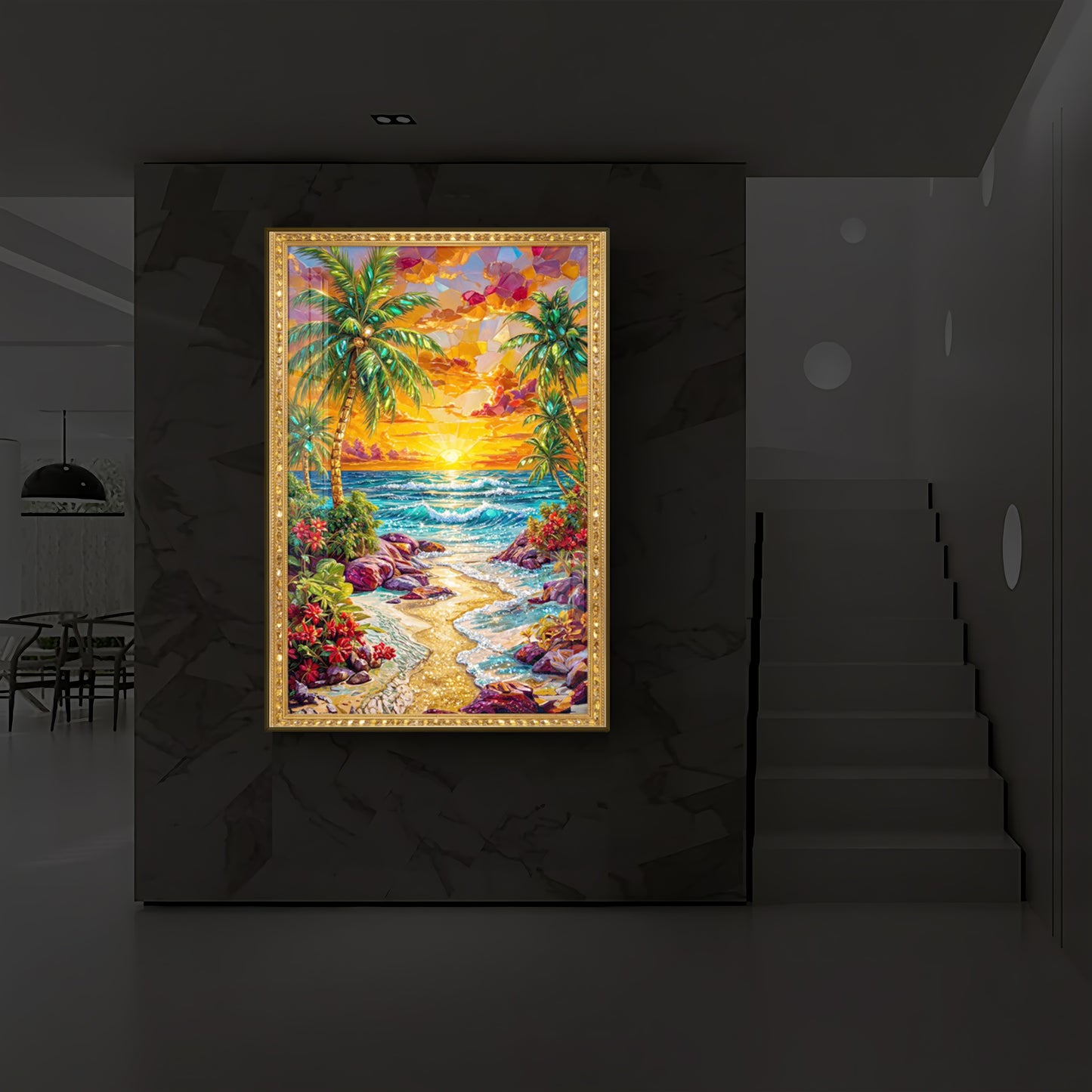 Coastal Bliss Modern Luxury Backlight Vertical Wall Art