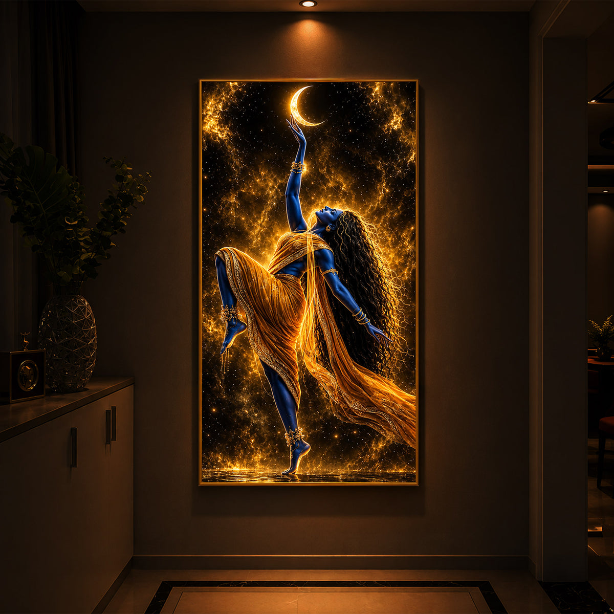 Divine Maa Kalaratri Modern Luxury Backlight Vertical Wall Art