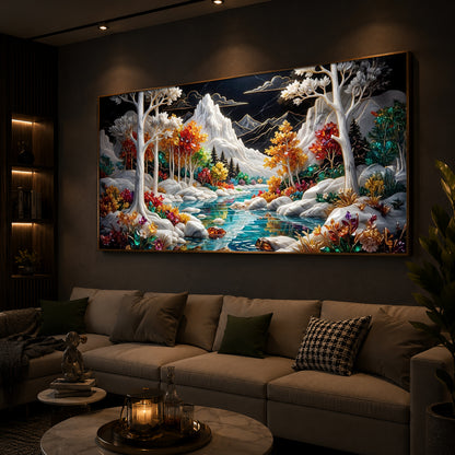 Mountain Serenity Modern Luxury Backlight Horizontal Wall Art