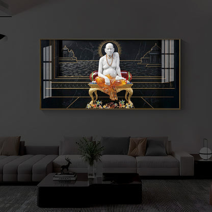 Swami Samarth Maharaj Modern Luxury Backlight Horizontal Wall Art