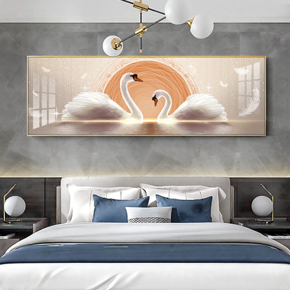 Two White Mute Swans Premium Acrylic Horizontal Wall Art