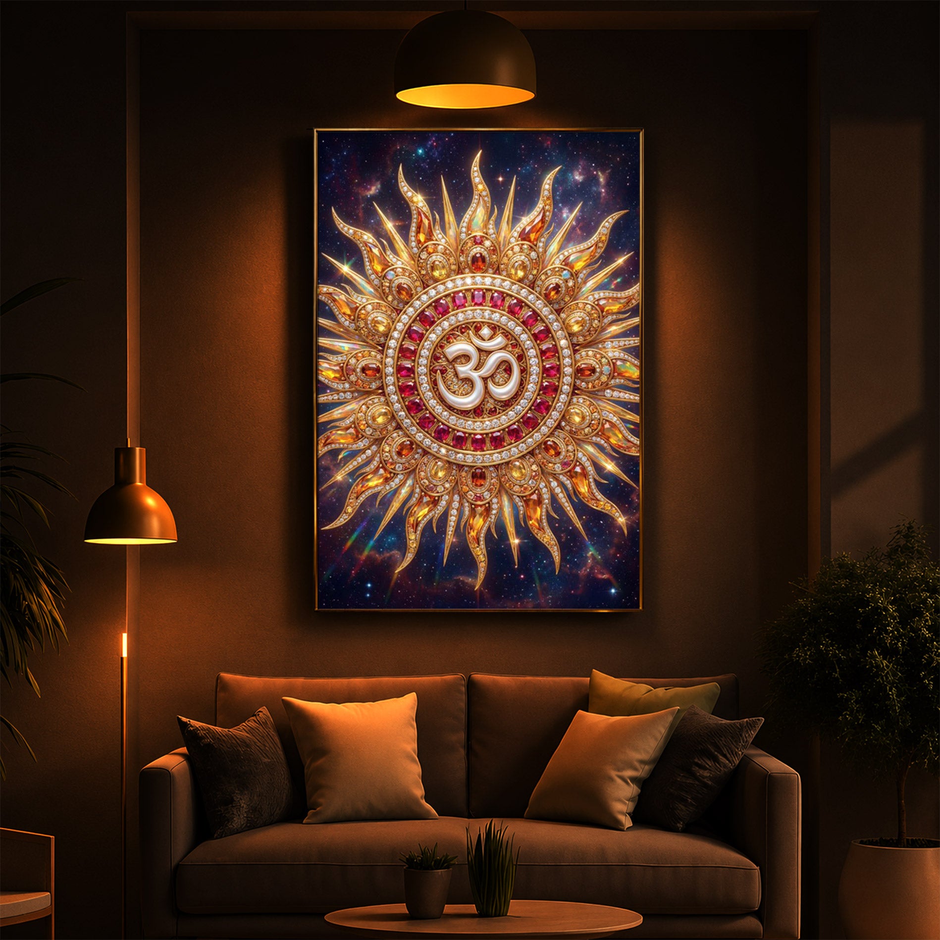 Spiritual White Om Modern Luxury Backlight Vertical Wall Art