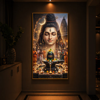 Lord Shiva Modern Luxury Backlight Vertical Wall Art