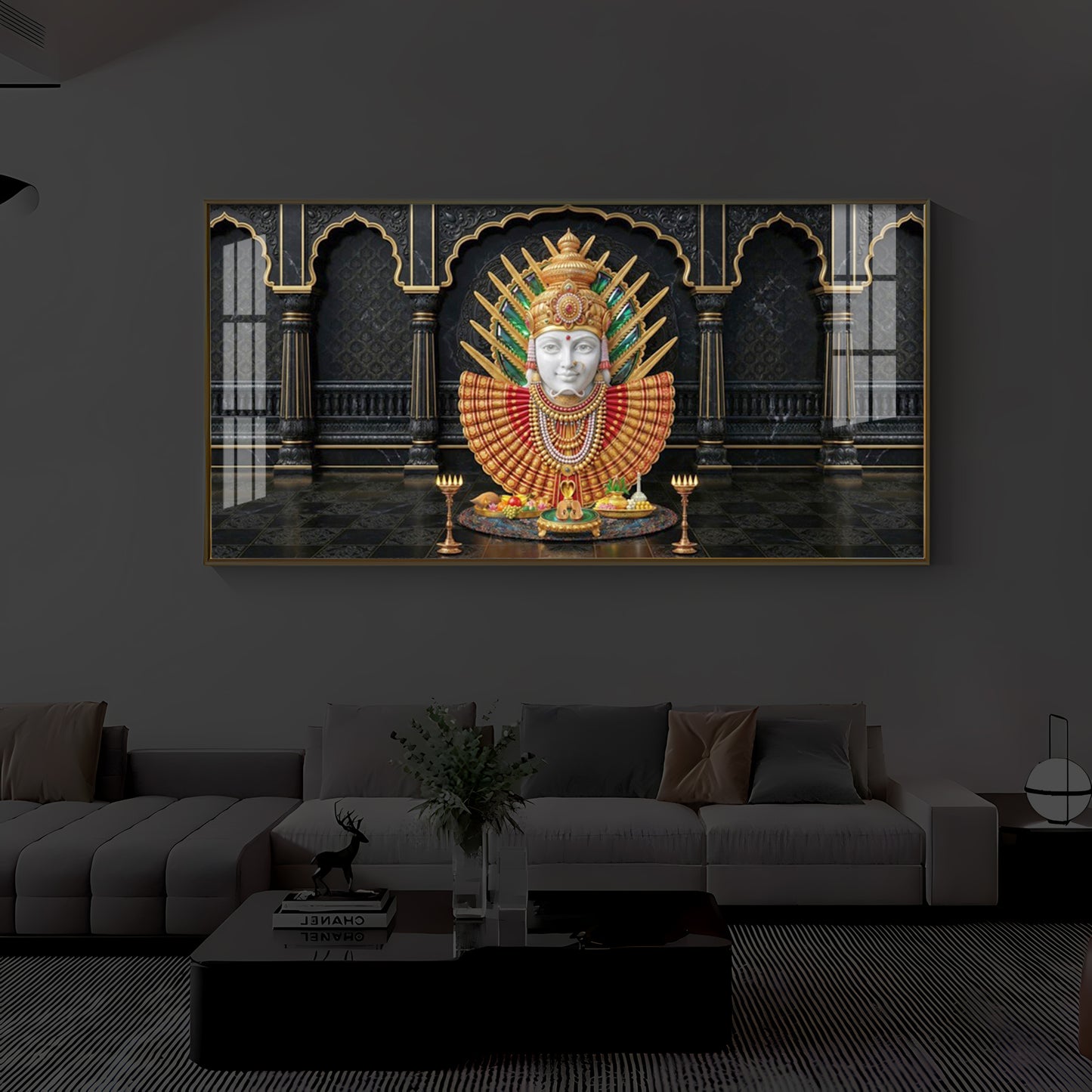 Goddess Renuka Modern Luxury Backlight Horizontal Wall Art
