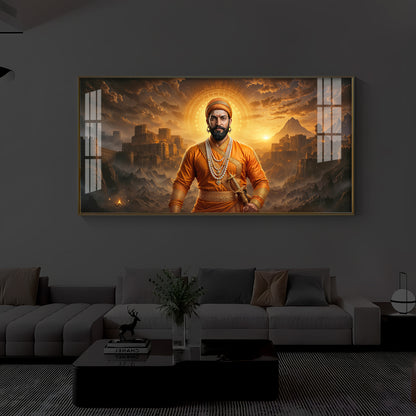 Chhatrapati Shivaji Maharaj Modern Luxury Backlight Horizontal Wall Art