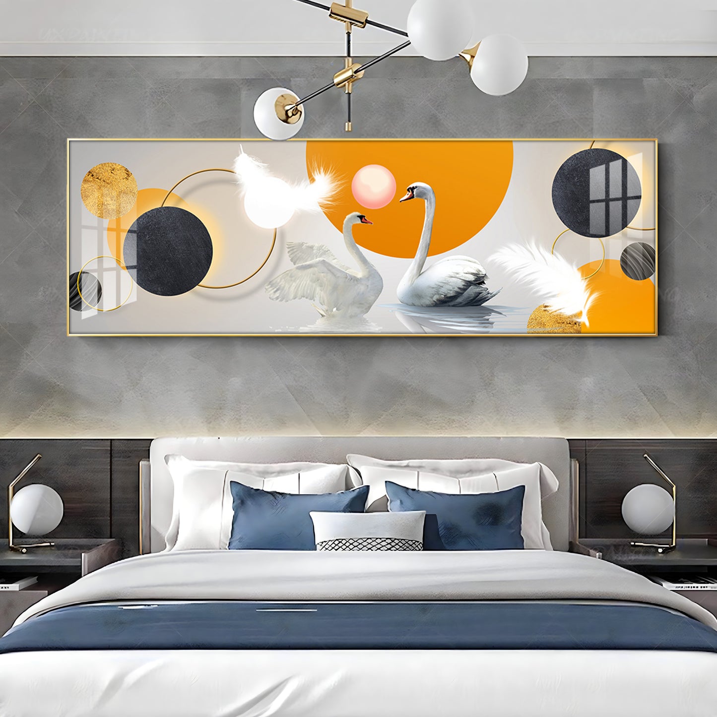 Swans in Sync Premium Acrylic Horizontal Wall Art