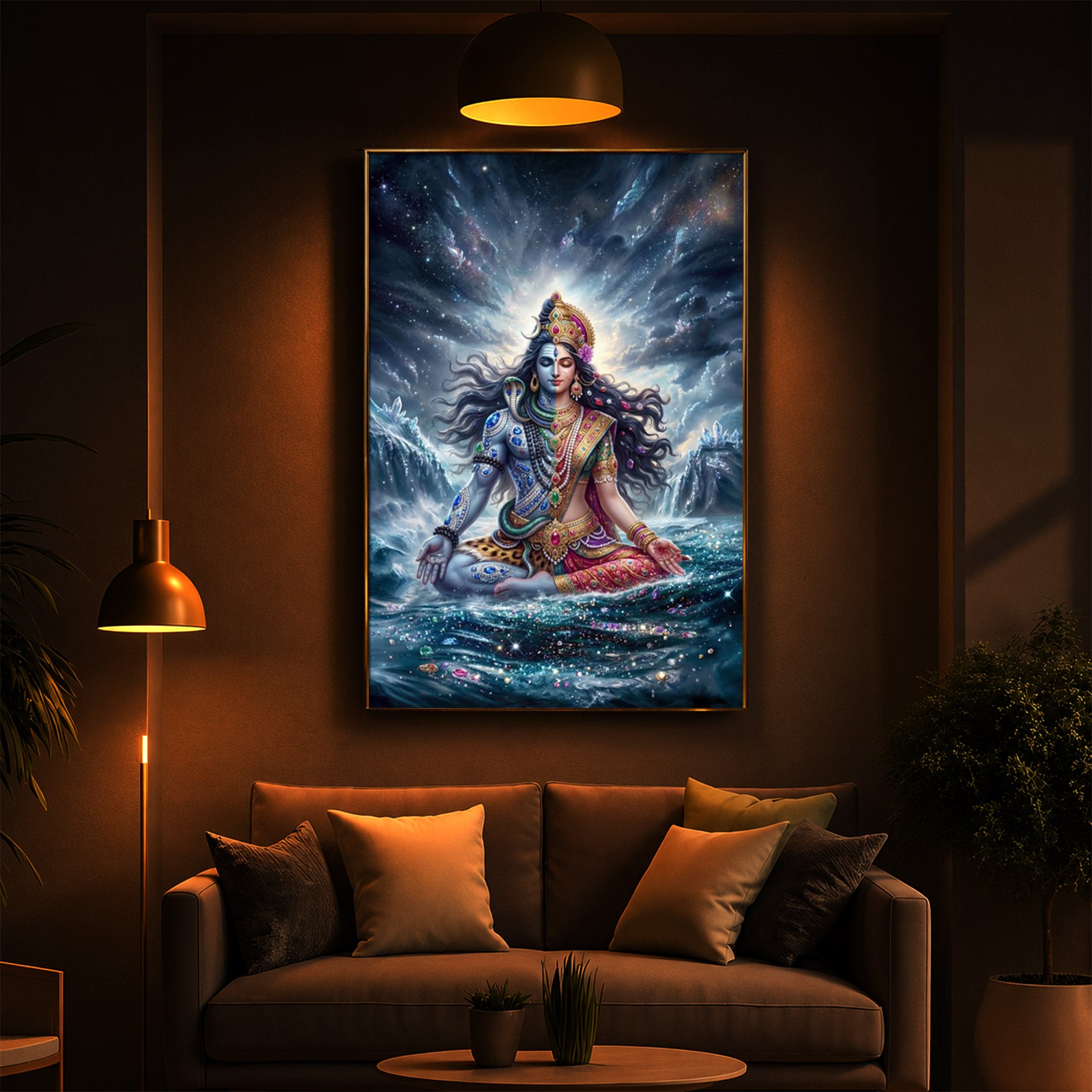 Ardhanarishvara Modern Luxury Backlight Vertical Wall Art
