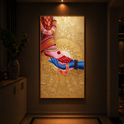 Shiv Shakti Modern Luxury Backlight Vertical Wall Art