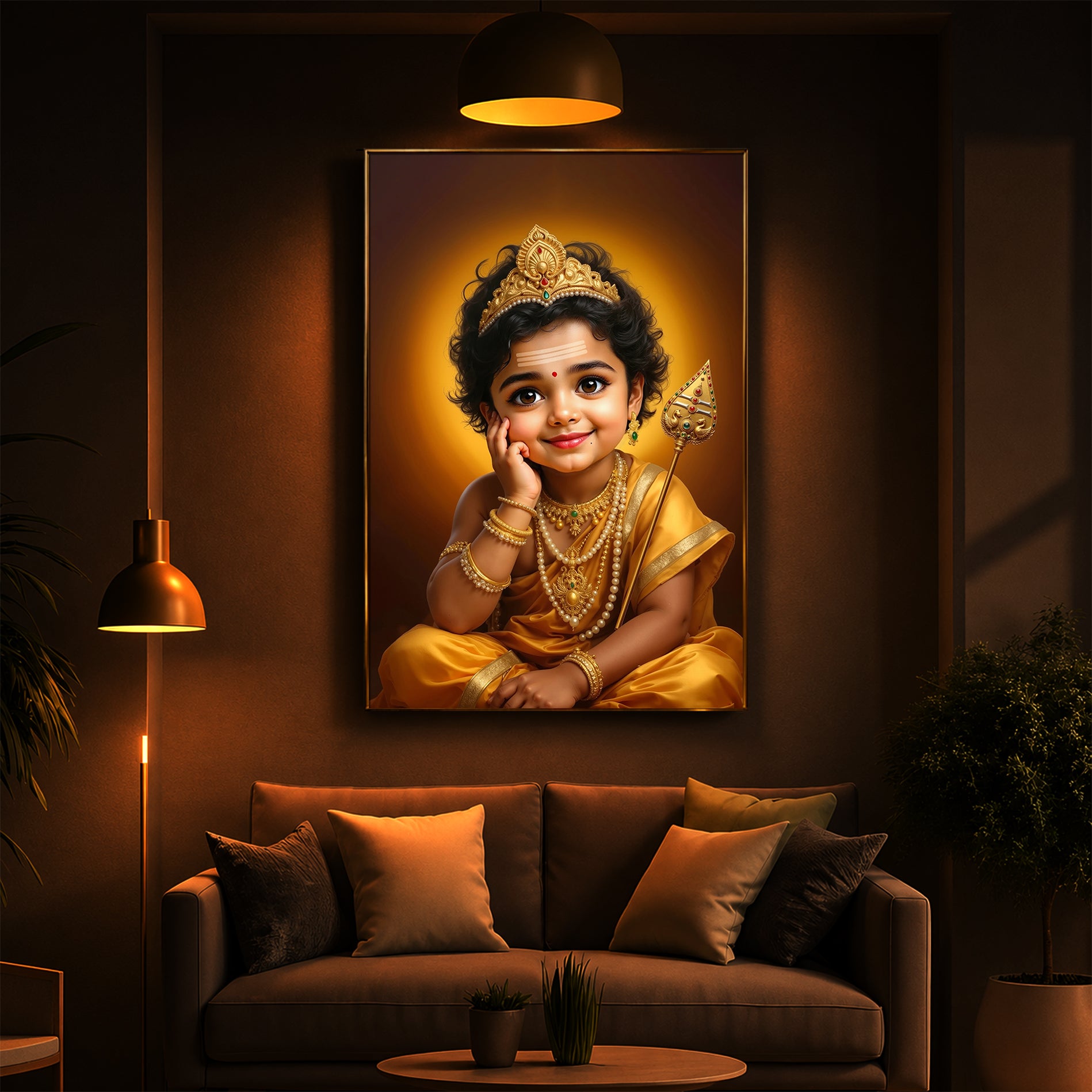 Baby Murugan Modern Luxury Backlight Vertical Wall Art