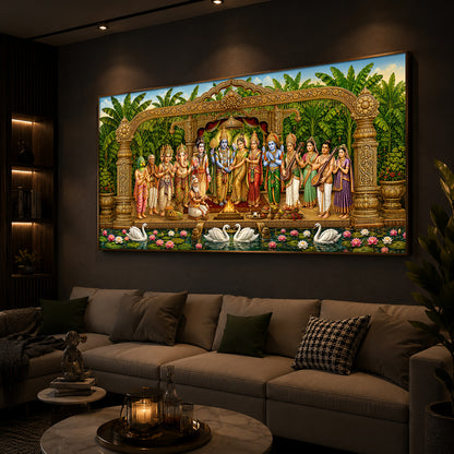 Hindu Deities Srinivasa Kalyanam Modern Luxury Backlight Horizontal Wall Art